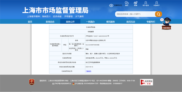 北京中再联合检验认证有限公司处罚信息 - 副本